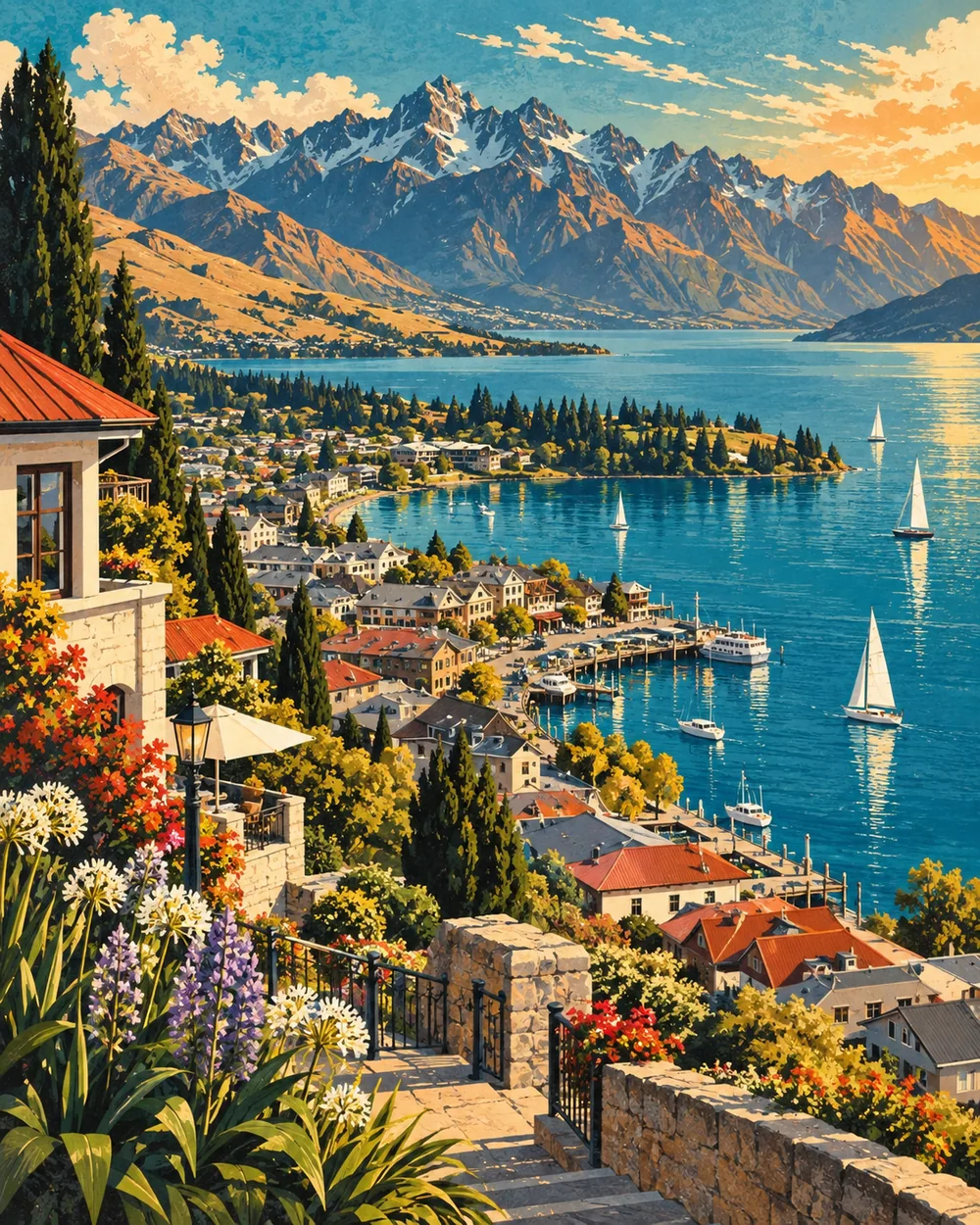 QUEENSTOWN / 皇后镇旅行主题插画