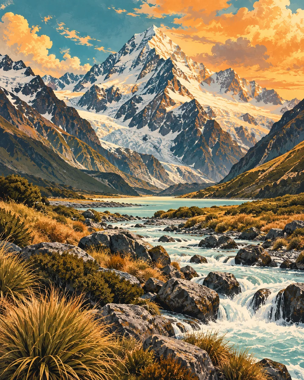 AORAKI / 库克山旅行主题插画