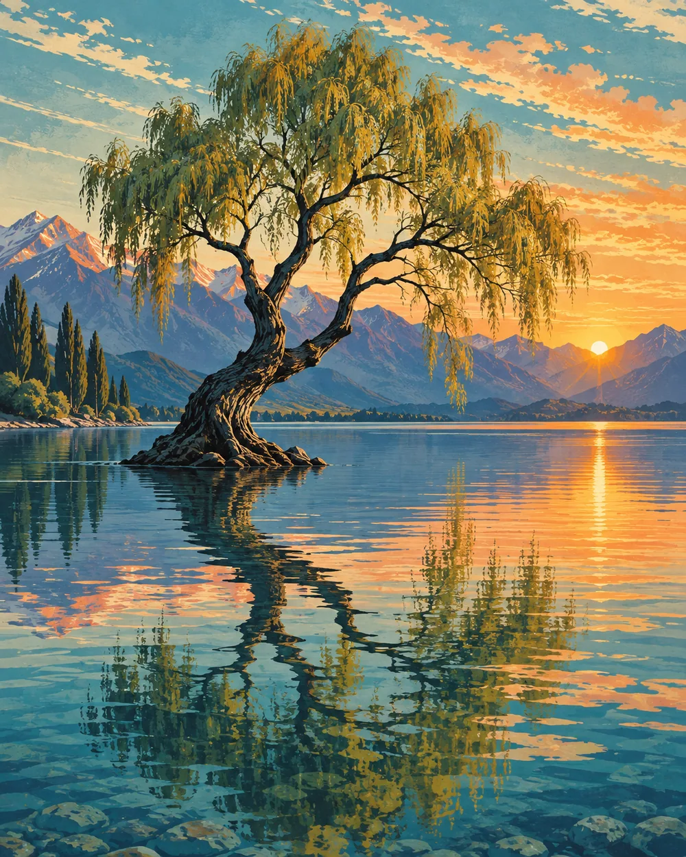 LAKE WĀNAKA / 瓦纳卡旅行主题插画