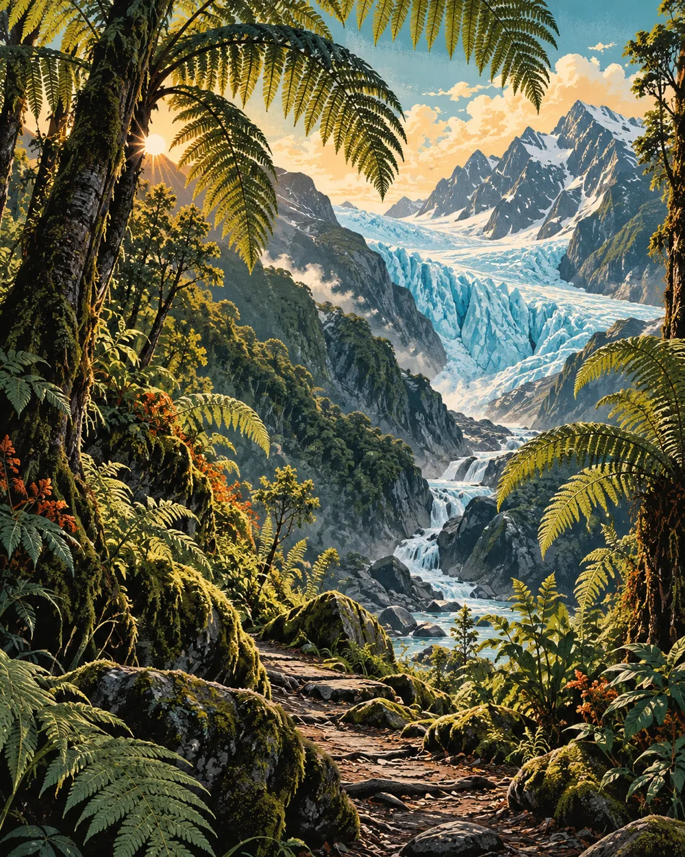 WEST COAST / 西海岸冰川旅行主题插画